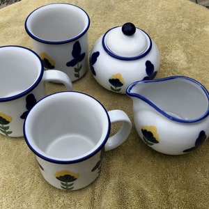 Dansk San Nicolo mugs, sugar bowl and creamer