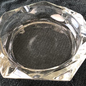 Hotel glass ashtray, hexagonal