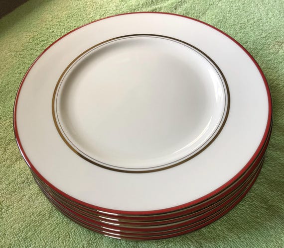 Lenox Library Lane Coral by Kate Spade Dinner Plates (6)