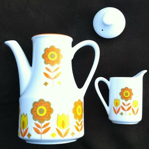 Matching teapot and creamer, Japan, floral