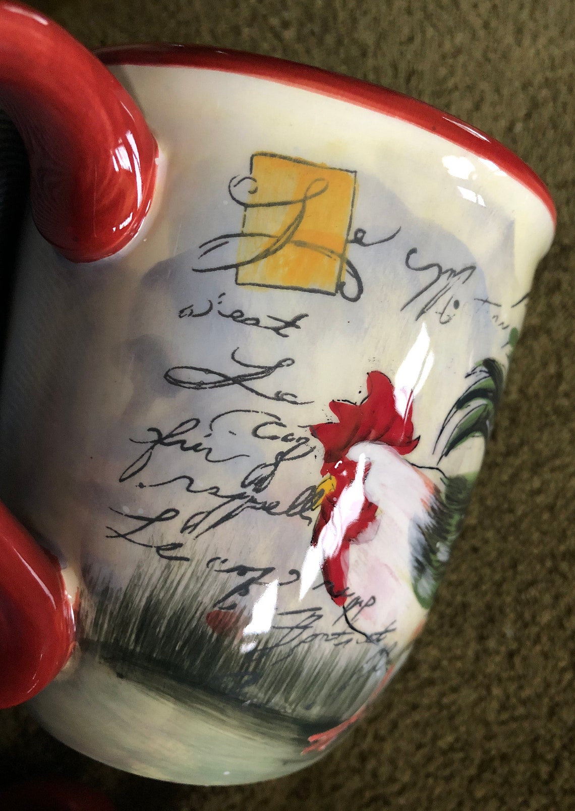 Le Rooster Certified International Mugs Susan Winget 4 Etsy