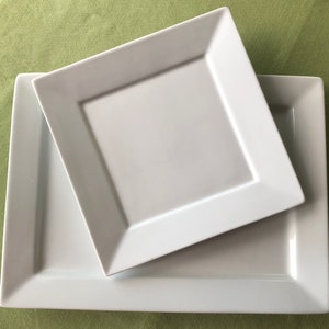 White rectangular/square platters (2)