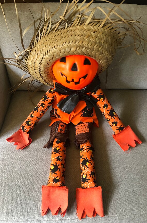 Large Halloween Pumpkin Head Scarecrow Ragdoll - Etsy