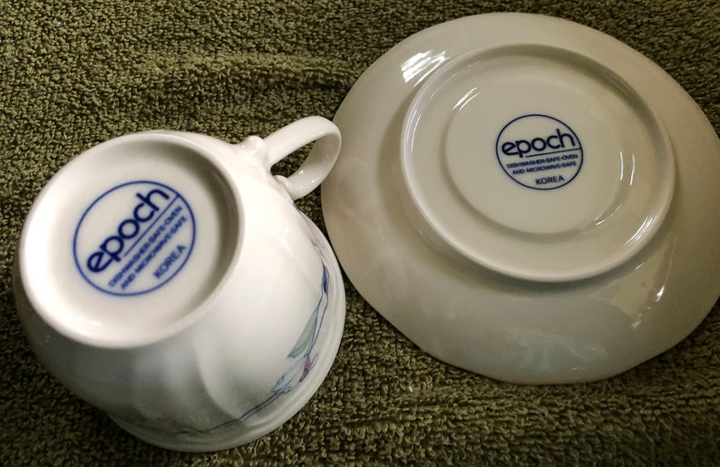 Epoch Korea Apple Blossom Cups and Saucers 6 Etsy