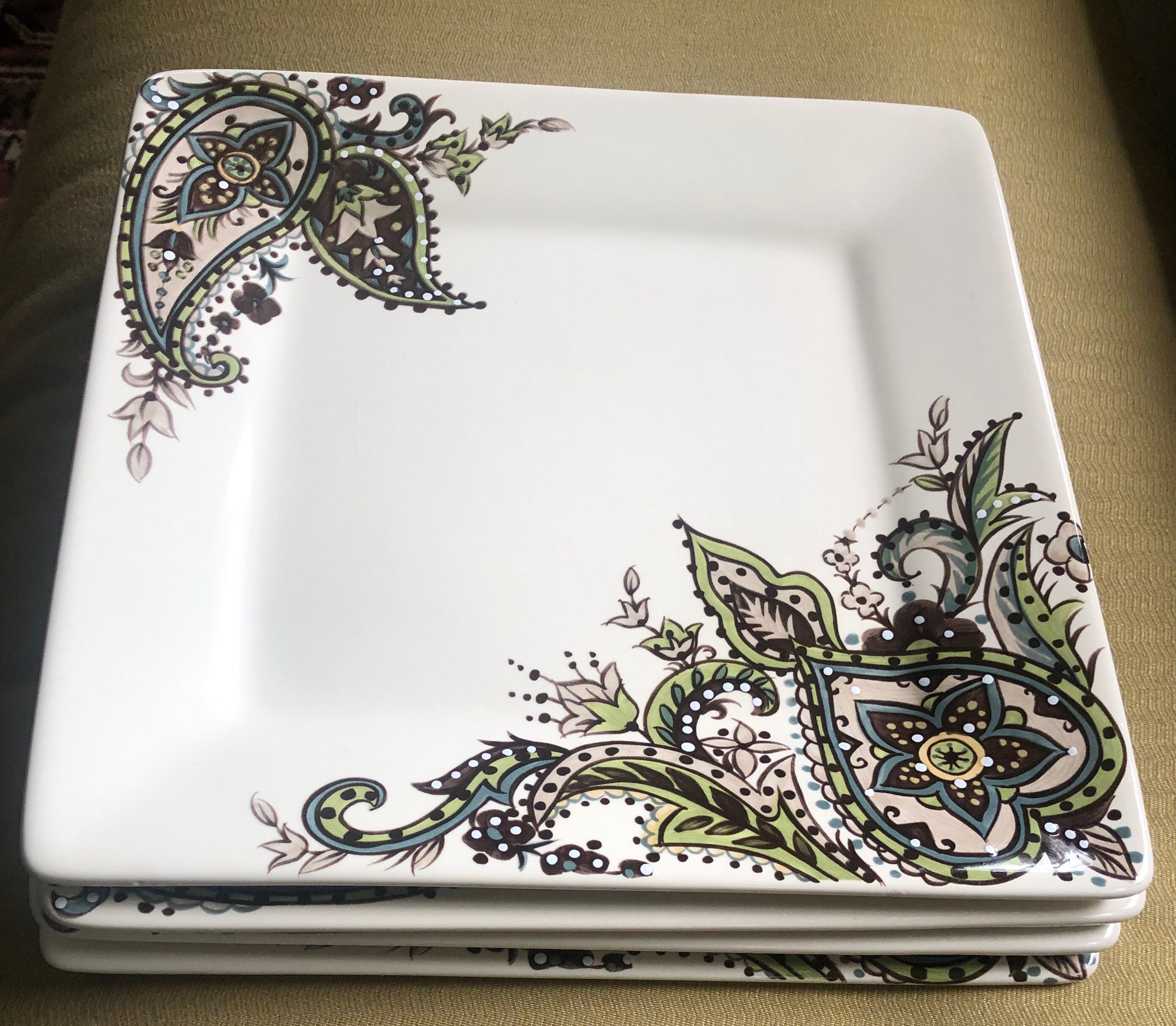 Tabletops Gallery Angela Square Dinner Plates 4 Etsy