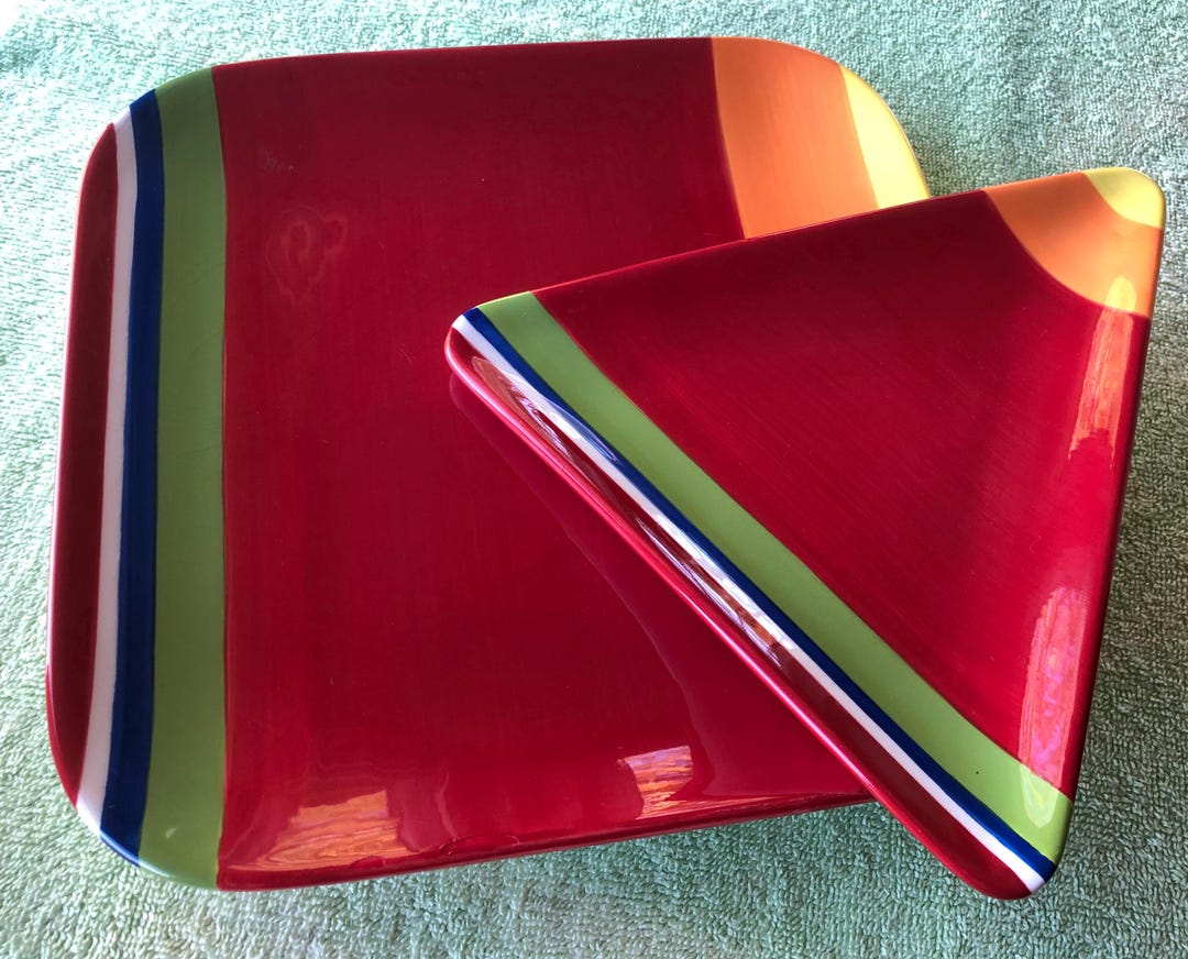 Striped Colorfest Serving Plates (2) - Etsy