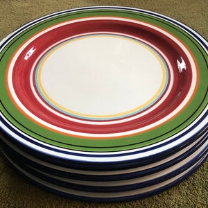 Pottery Barn Espadrille Stripe dinner plates  (4)