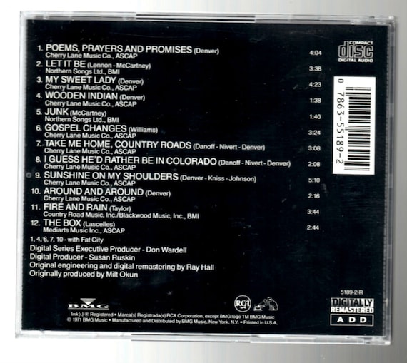 John Denver Poems Prayers & Promises CD - Etsy
