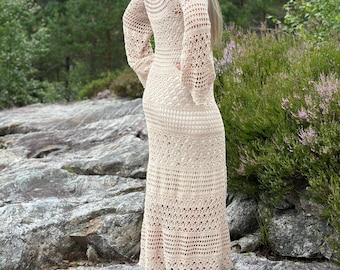 Patrón de vestido maxi de crochet – Vestido de encaje de verano (PDF) – Vestido bohemio de crochet para mujer – Diseño escandinavo de crochet – Vestido Aine
