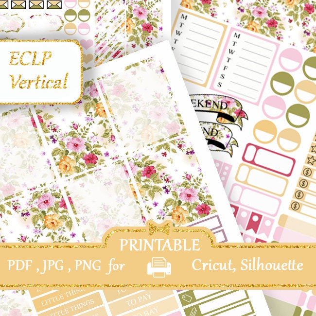 Erin Condren Planner Stickers Weekly Printable Kit Floral