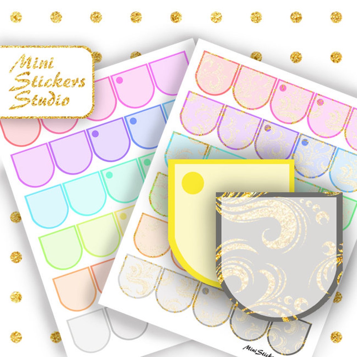 Half Box Semicircle Planner Stickers Rainbow Stickers for Erin Etsy