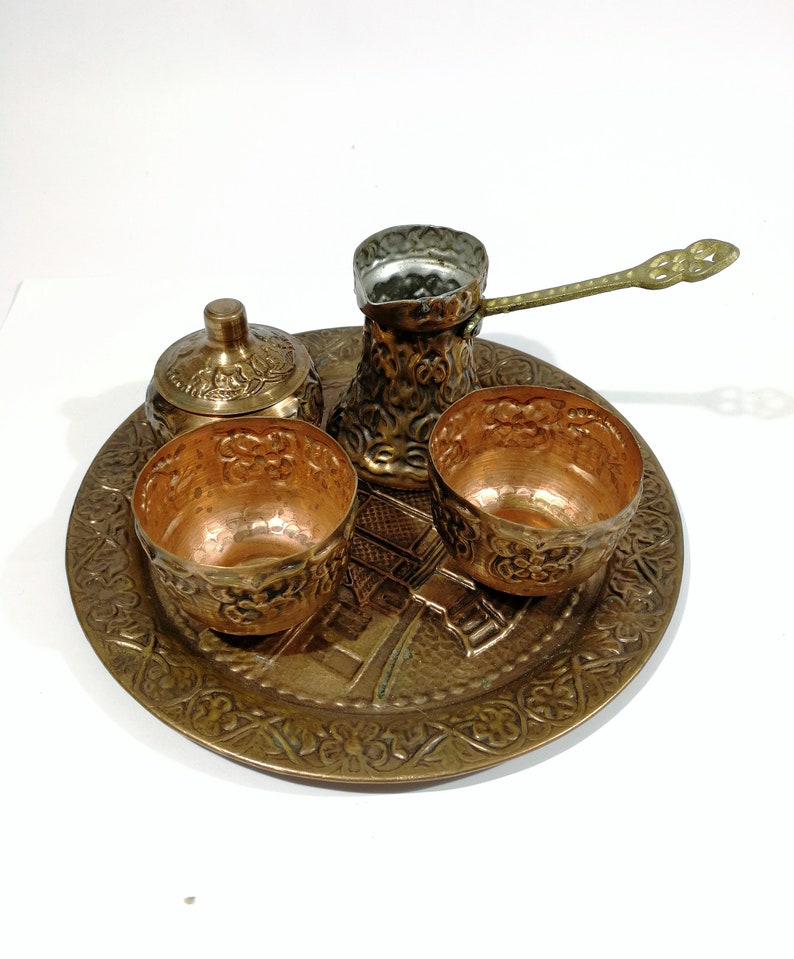 Vintage Handcrafted Islamic Turkish Bronze Brass Copper Tin Serving Coffee Pot HOME Farmhouse DECOR