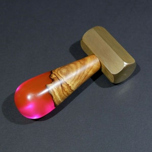 Hammer brass Brass mallet  olive wood   wood handmade