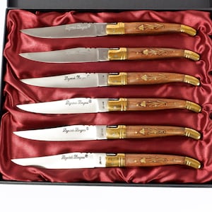 Set of 6 French Laguiole handle steak knives