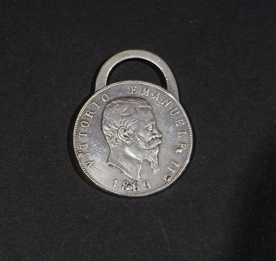 antique coin keyring silver 800