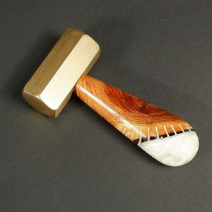Hammer brass Brass mallet  YEW tree wood handmade