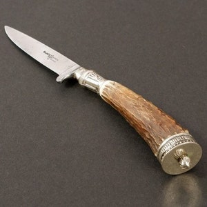 vintage asta ciervo plata 800 cuchillo abrecartas cuchillo de caza Black Hawk Alemania
