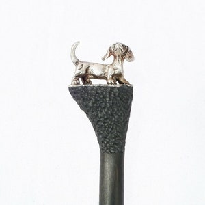 vintage sterling  walking stick 96 cane silver 800 dog