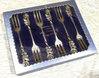 vintage 6 pcs fork small silver plated