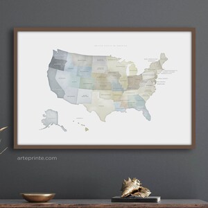 USA Map Print with State Names - Minimalist United States Map, Modern Wall Art - Aesthetic Travel Map Poster, Giclee Prints | Aga Szafranska