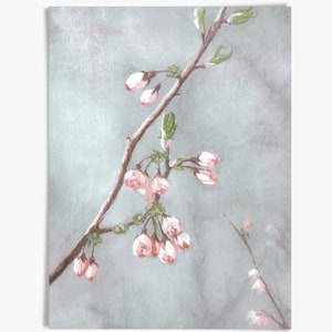 Ramo di melo in fiore, stampa artistica, dipinto a pastello morbido, arte botanica da parete, arte naturalistica dai colori tenui, stampa giclée / Aga Szafranska