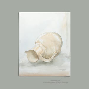 Antique Pitcher Watercolor Print: Vintage Kitchen Wall Art, Rustic Farmhouse Decor Cottagecore Painting - Giclee