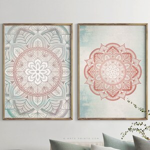 Mandala Wall Art Set of 2 Prints Boho Living Room Bedroom - Etsy
