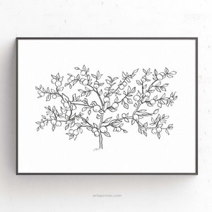 Stampa artistica di un albero, disegno botanico, arte murale minimalista in bianco e nero - Dipinto moderno a inchiostro di un melo - Stampa giclée / Aga Szafranska