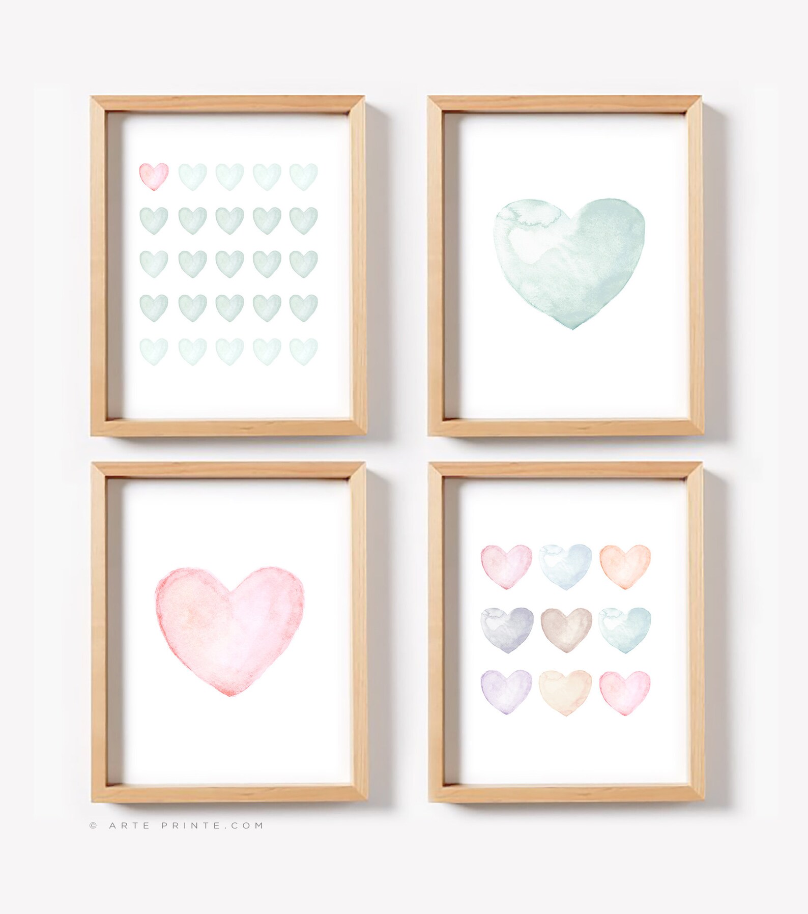 Pink Watercolor Painting Heart Wall Art Pink Heart Art Print Etsy