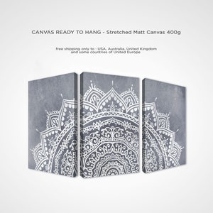 Pale Blue Mandala Wall Art Set 3 Prints Boho Living Room Bedroom Decor ...
