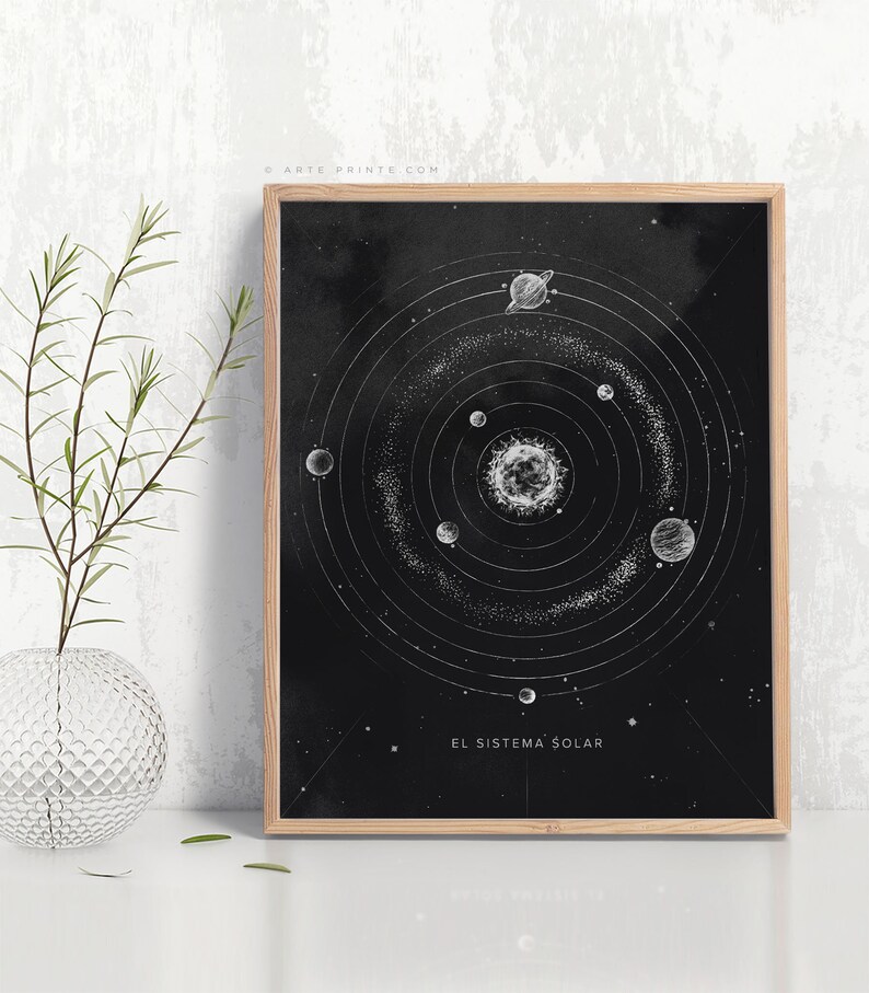 Solar System Art Print EL SISTEMA SOLAR Pencil Drawing | Etsy Singapore