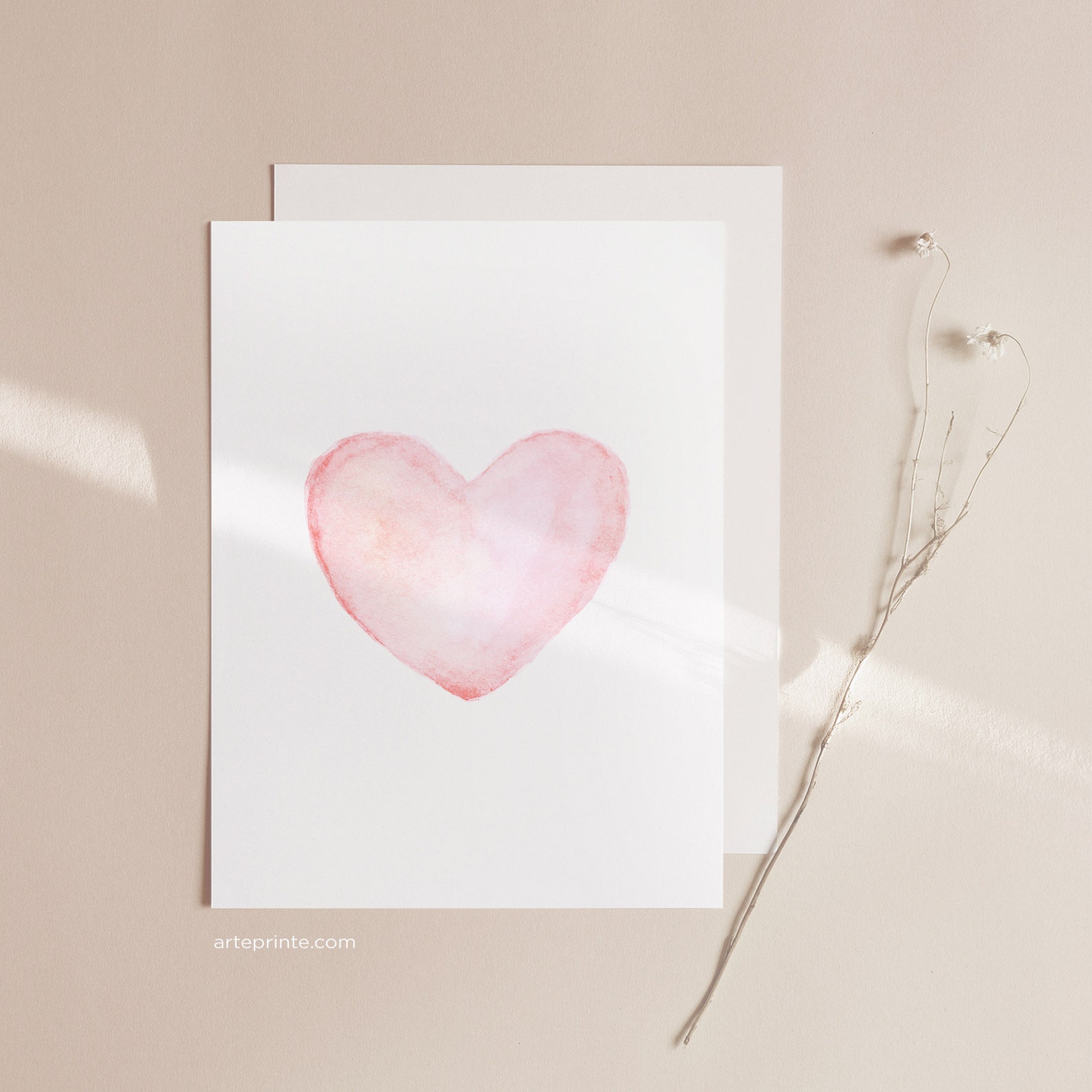 Pink Watercolor Painting Heart Wall Art Pink Heart Art Print Etsy