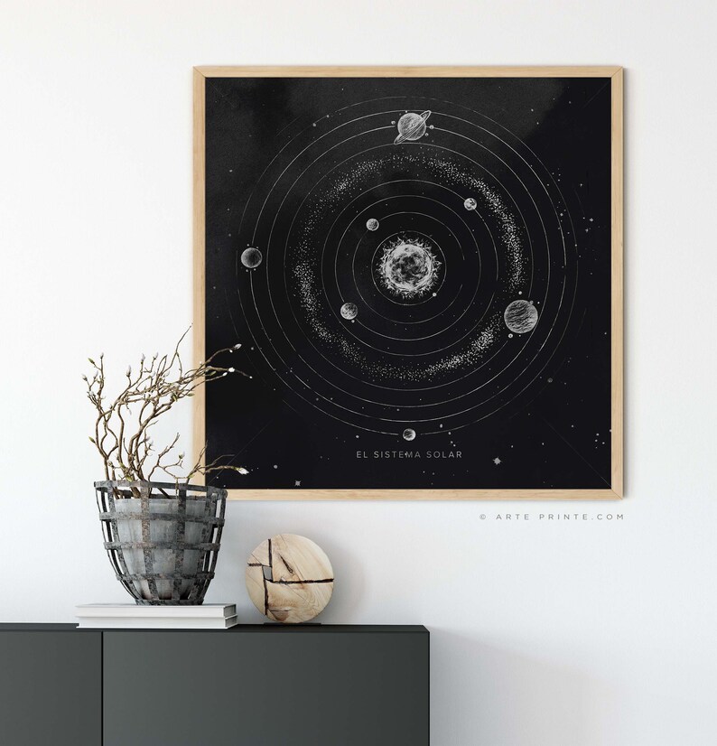 Solar System Art Print EL SISTEMA SOLAR Pencil Drawing | Etsy Singapore