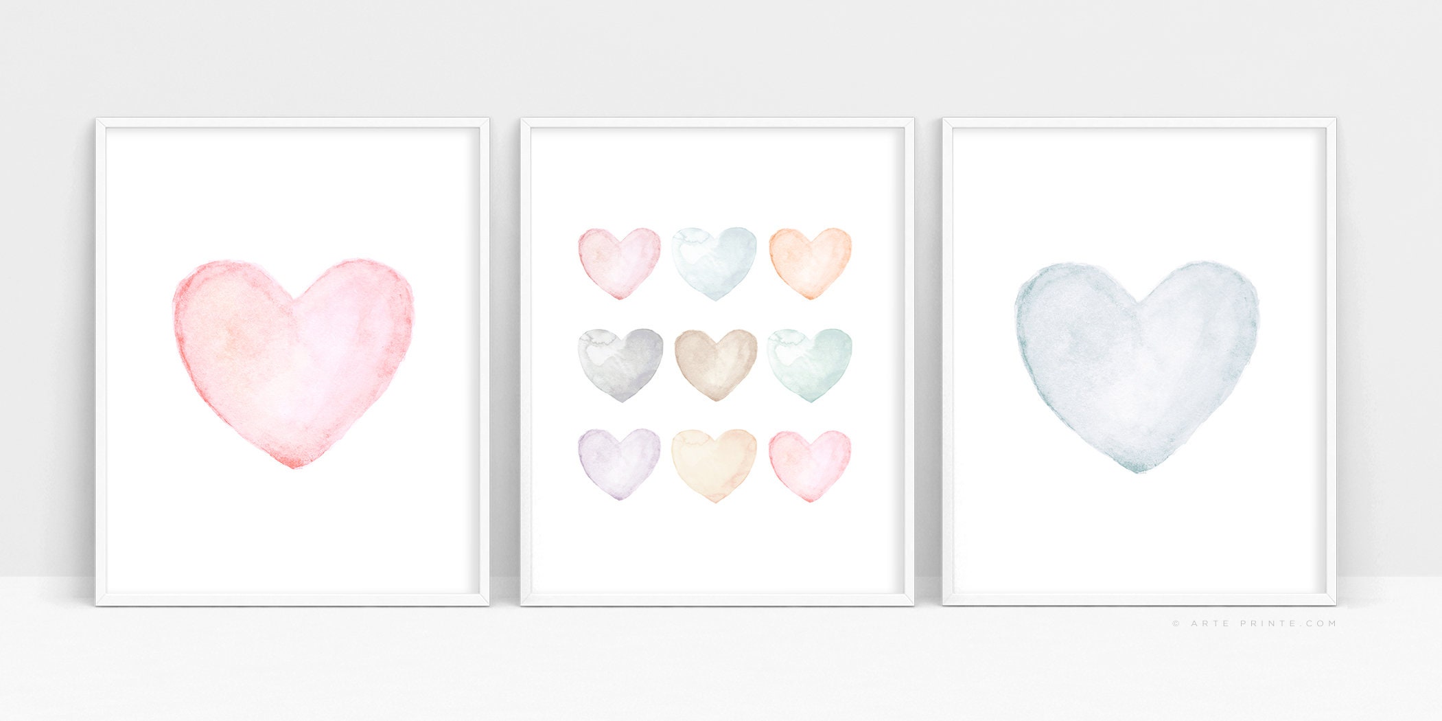 Pink Watercolor Painting Heart Wall Art Wall Print Printed Etsy