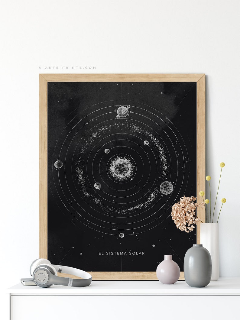 Solar System Art Print EL SISTEMA SOLAR Pencil Drawing | Etsy Singapore