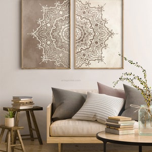 Mandala Wall Art Set of 2 Prints Boho Living Room Bedroom - Etsy