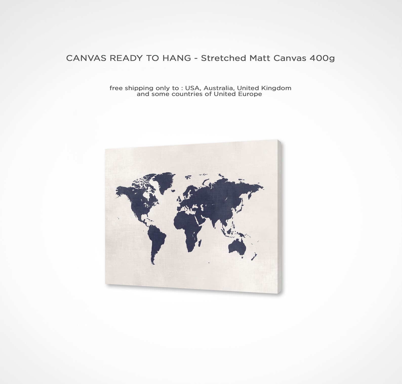 Navy Blue World Map Wall Art Minimalist Rustic Map Print Map Etsy