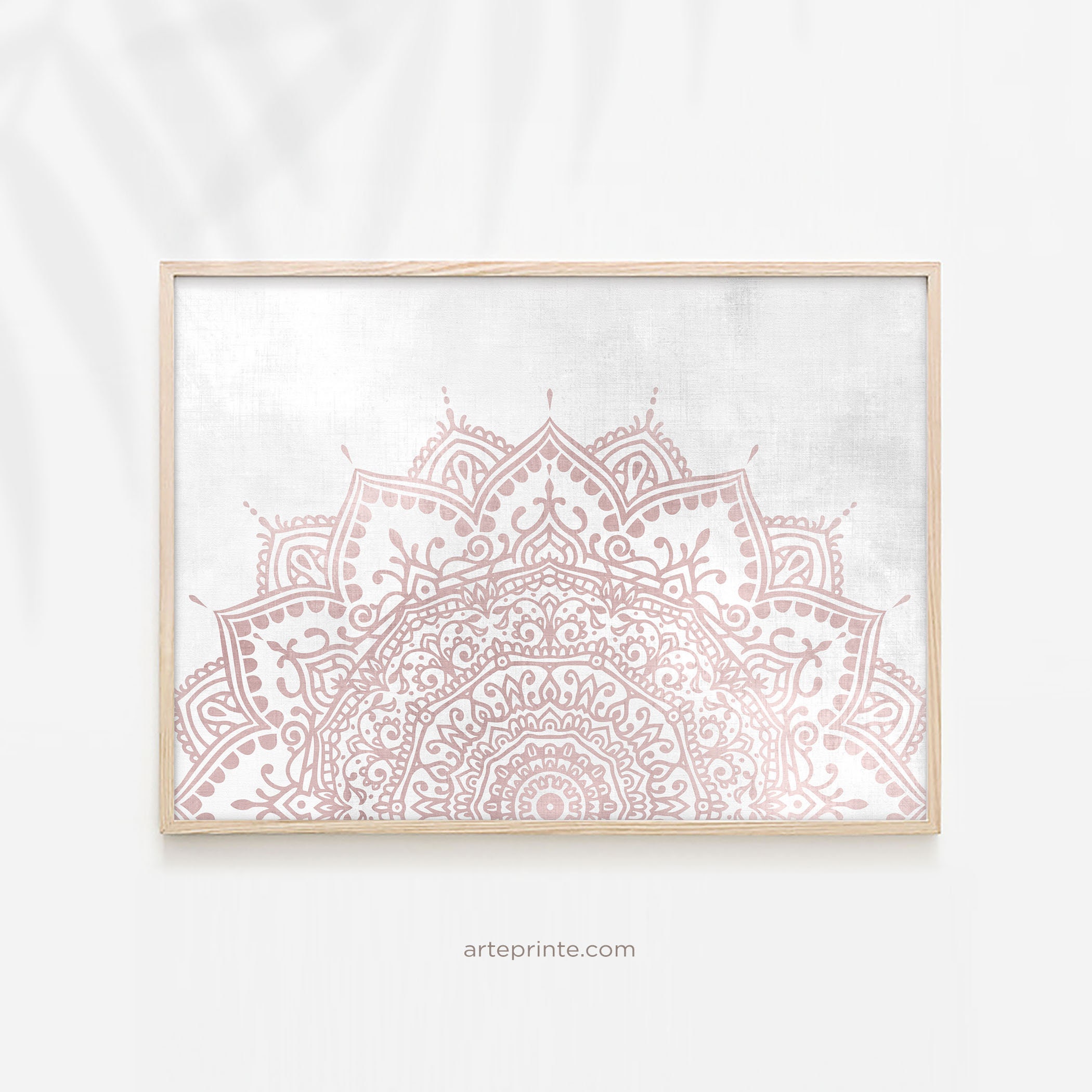 Pink Gray Mandala Wall Art Canvas or Paper Prints Boho Etsy