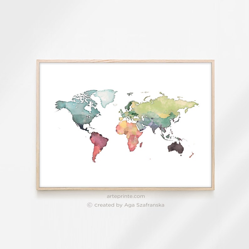World Map Wall Art Nursery Decor Poster Print Home Decor Wall Etsy