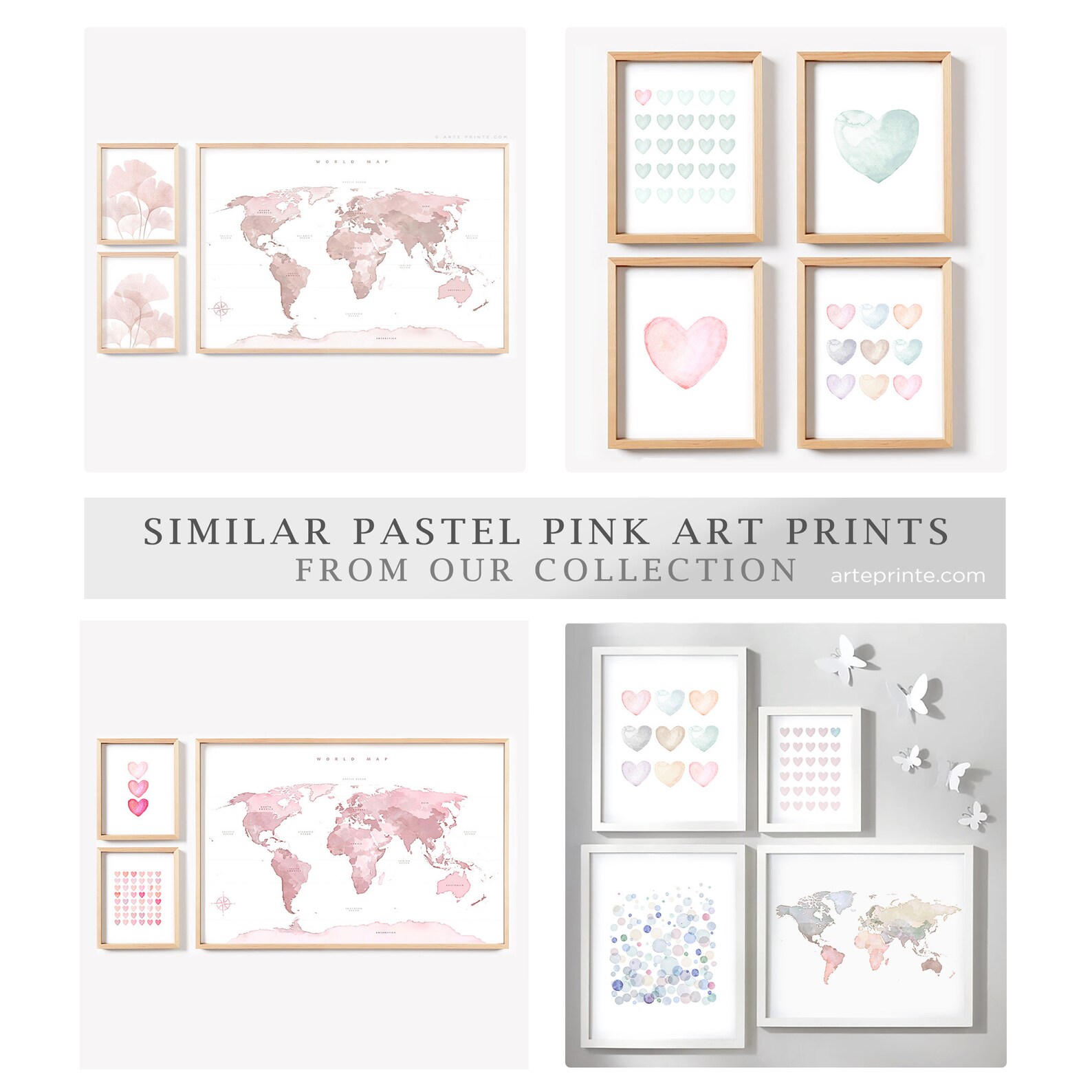 Baby Girl Nursery Decor World Map Wall Art Print Pink Violet Etsy