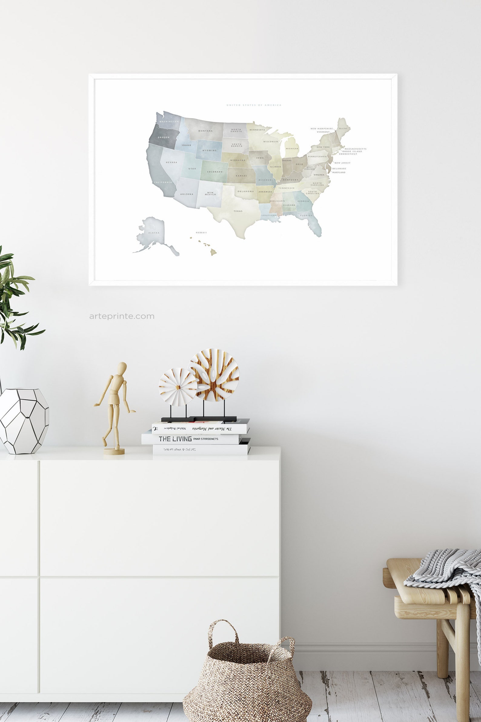 USA Map Wall Art Wall Prints USA Map Art with States Names | Etsy