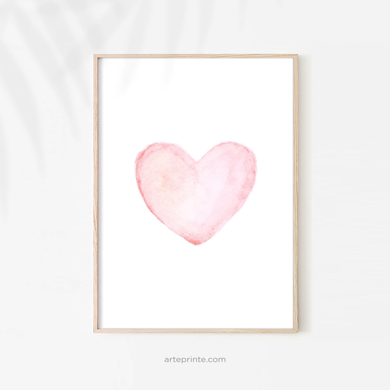 Pink Watercolor Painting Heart Wall Art Pink Heart Art Print Etsy