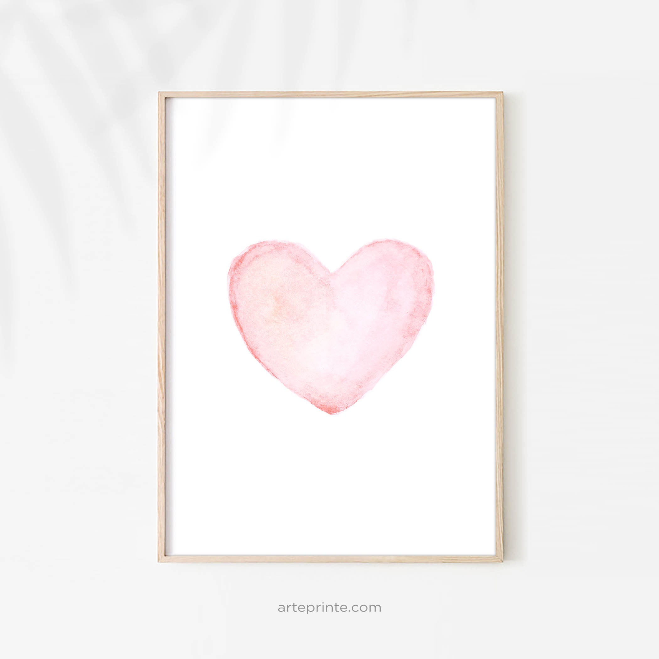 Pink Watercolor Painting Heart Wall Art, Pink Heart Art Print, Baby Girl  Nursery Wall Decor, Poster Heart for Kids, Canvas or Unframed Print 