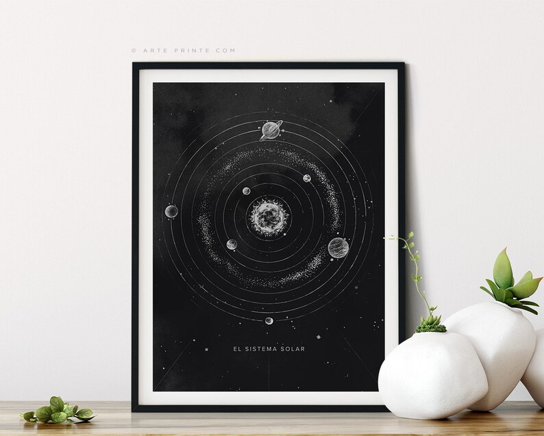 Solar System Art Print EL SISTEMA SOLAR Pencil Drawing | Etsy Singapore