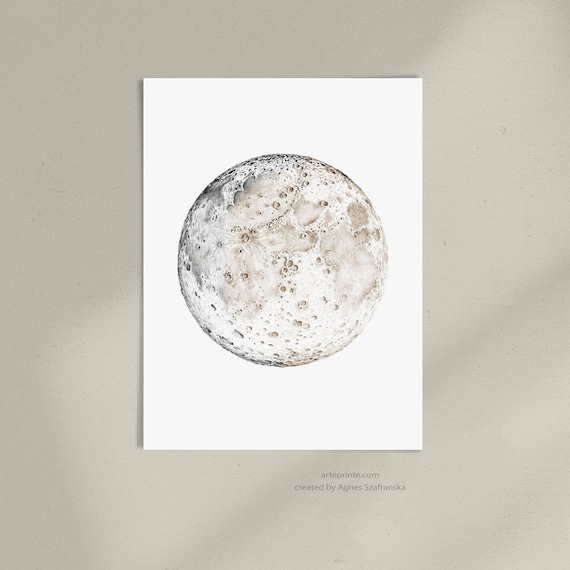 A detailed drawing of the moon(Gray) Art Print by DKYang