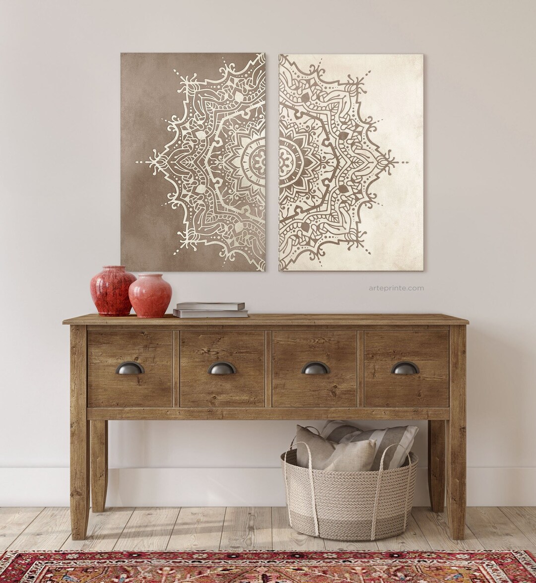 Mandala Wall Art Set of 2 Prints Boho Living Room Bedroom - Etsy