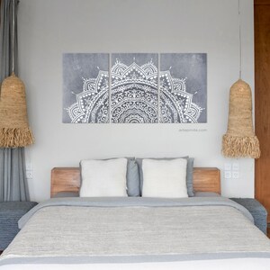 Pale Blue Mandala Wall Art Set 3 Prints Boho Living Room Bedroom Decor ...
