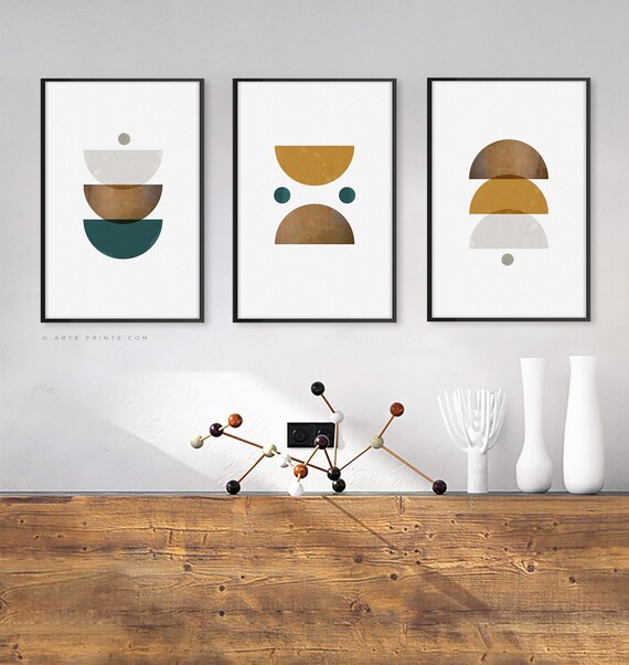 Minimalist Wall Decor Above Couch Art Prints Contemporary Abstract Print Set Of 3 Abstract Geometric Wall Art Mid Century Modern Art Set Digital Prints Art Collectibles Delage Com Br