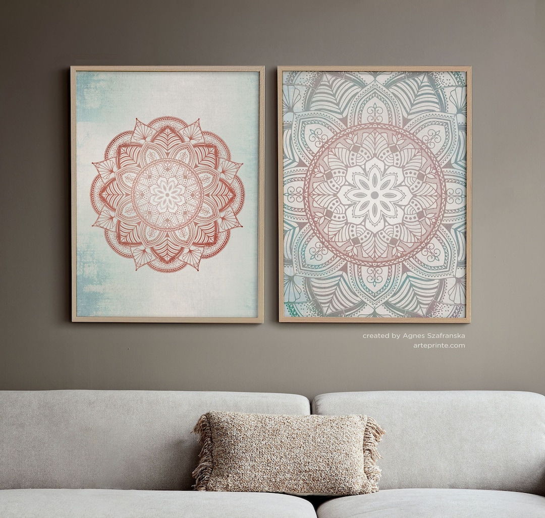 Mandala Wall Art Set of 2 Prints Boho Living Room Bedroom - Etsy