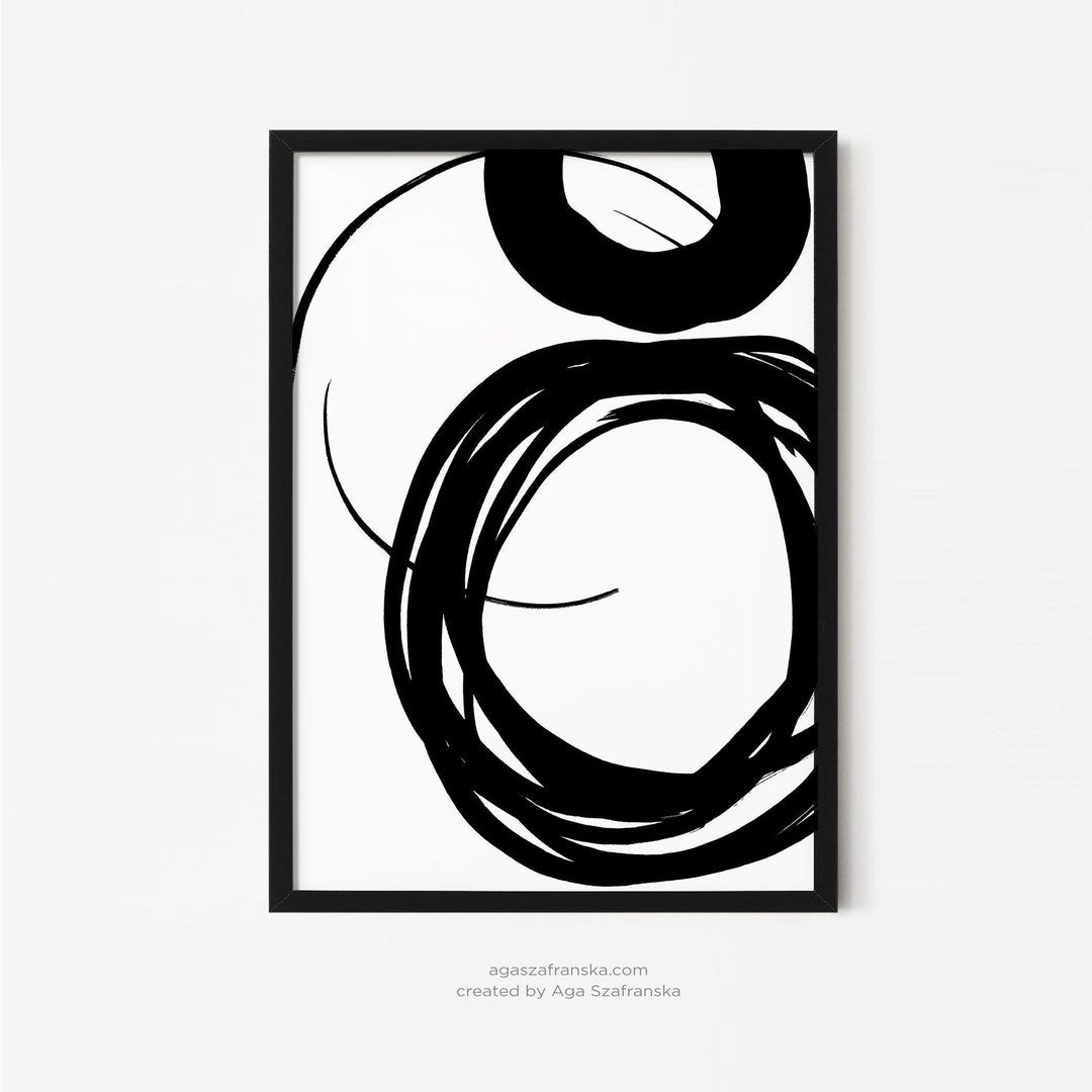 Modern Home Decor, Minimalist Black and White Abstract Wall Art Print ...